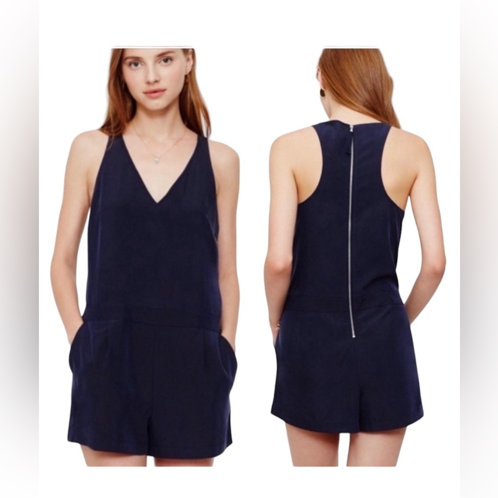 LOU & GREY Navy Blue Romper Racerback With Pockets Size s